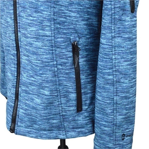 Free Country Faux Fur Lined Softshell Jacket, Blue Space Dye Print, Small - Picture 3 of 16